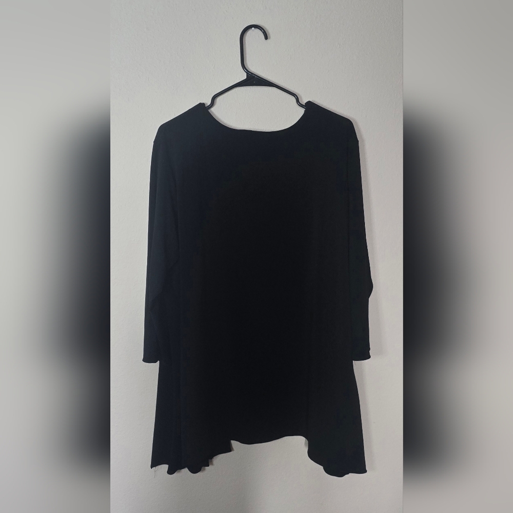 Roz & Ali Black Long Sleeve Tunic Top Stretch Plus Size 2X - Picture 2 of 5